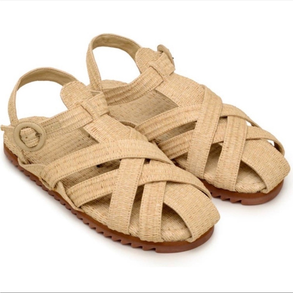 Farm Rio raffia zigzag sandals‎ NEW size 9 fisherman